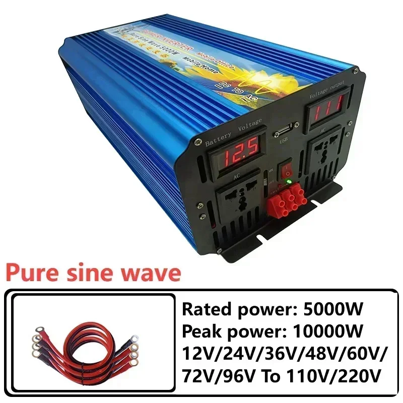 Pure Sine Wave Inverter 5000W 48V 220V - อินเวอร์เตอร์พลังงานแสงอาทิตย์แบบคลื่นไซน์บริสุทธิ์ กำลังสูง 5000W 12V 24V 36V