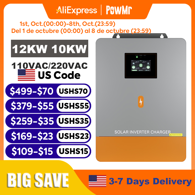 Split Phase Inverter 10Kw 110V 220V - PowMr อินเวอร์เตอร์แบบแยกเฟส 12KW 10KW 110V หรือ