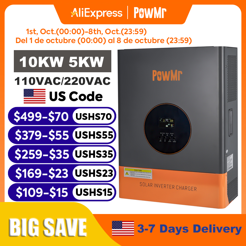 อินเวอร์เตอร์ PowMr 10KW 5KW แ - Split Phase Inverter 10Kw 110V 220V บทวิจารณ์และราคา